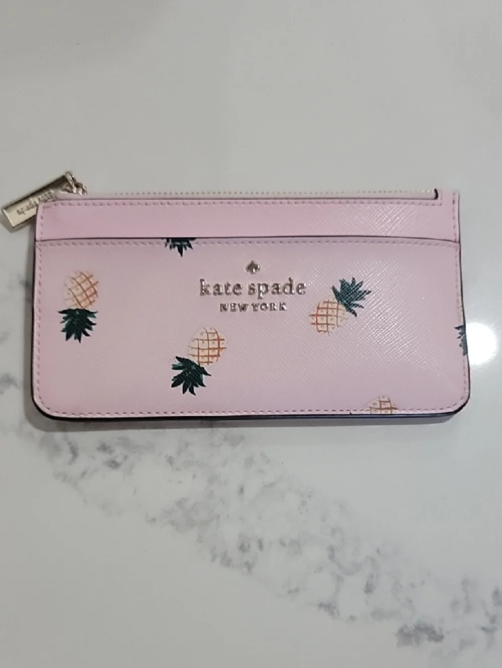 kate spade Pale Pink Pineapple Large Slim Card Holder
